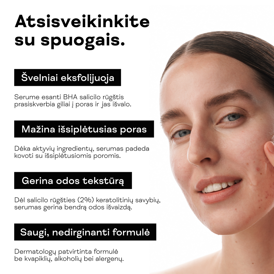Salicilo rūgšties serumas nuo spuogų